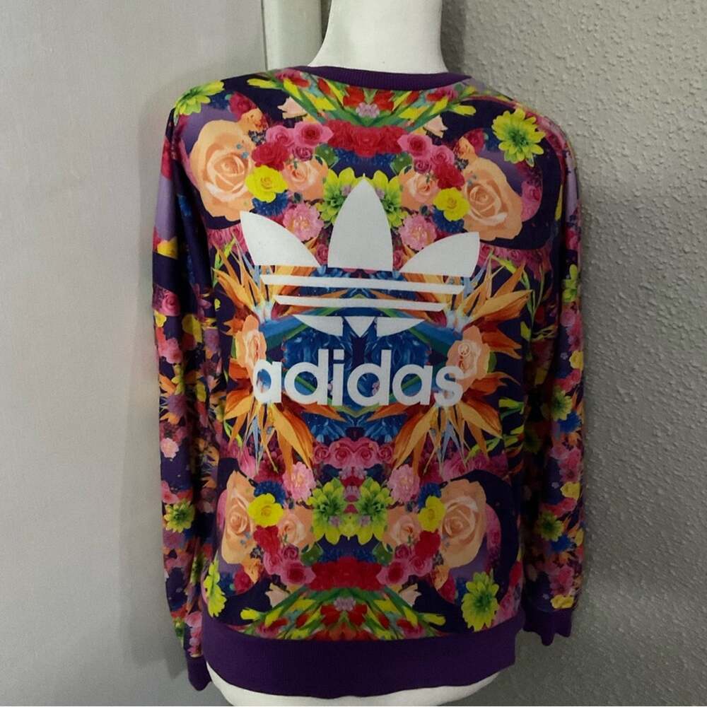 Adidas Limited Edition Girls Floral Trefoil Sweatshirt 13-14 Y Athleisure Prints